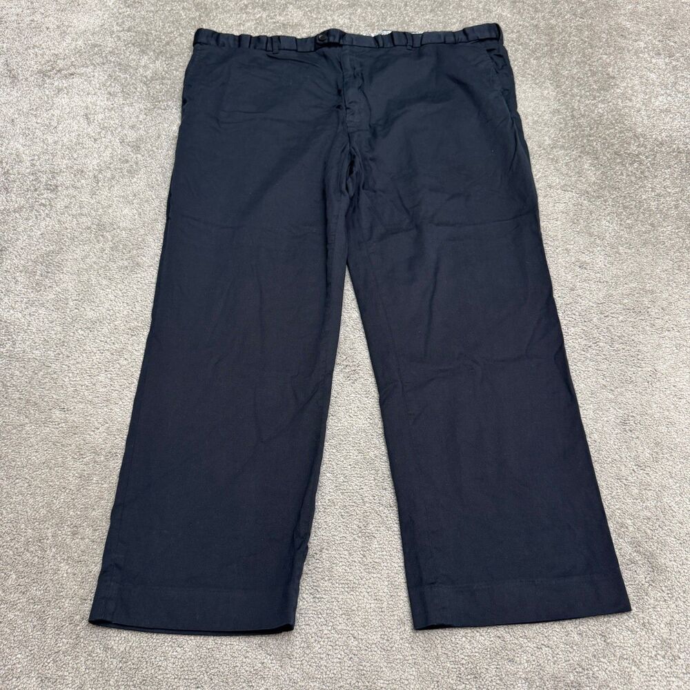 Peter Christian Chino Dress Pants Mens 50x29 Navy Blue Cotton Silk Trouser Work